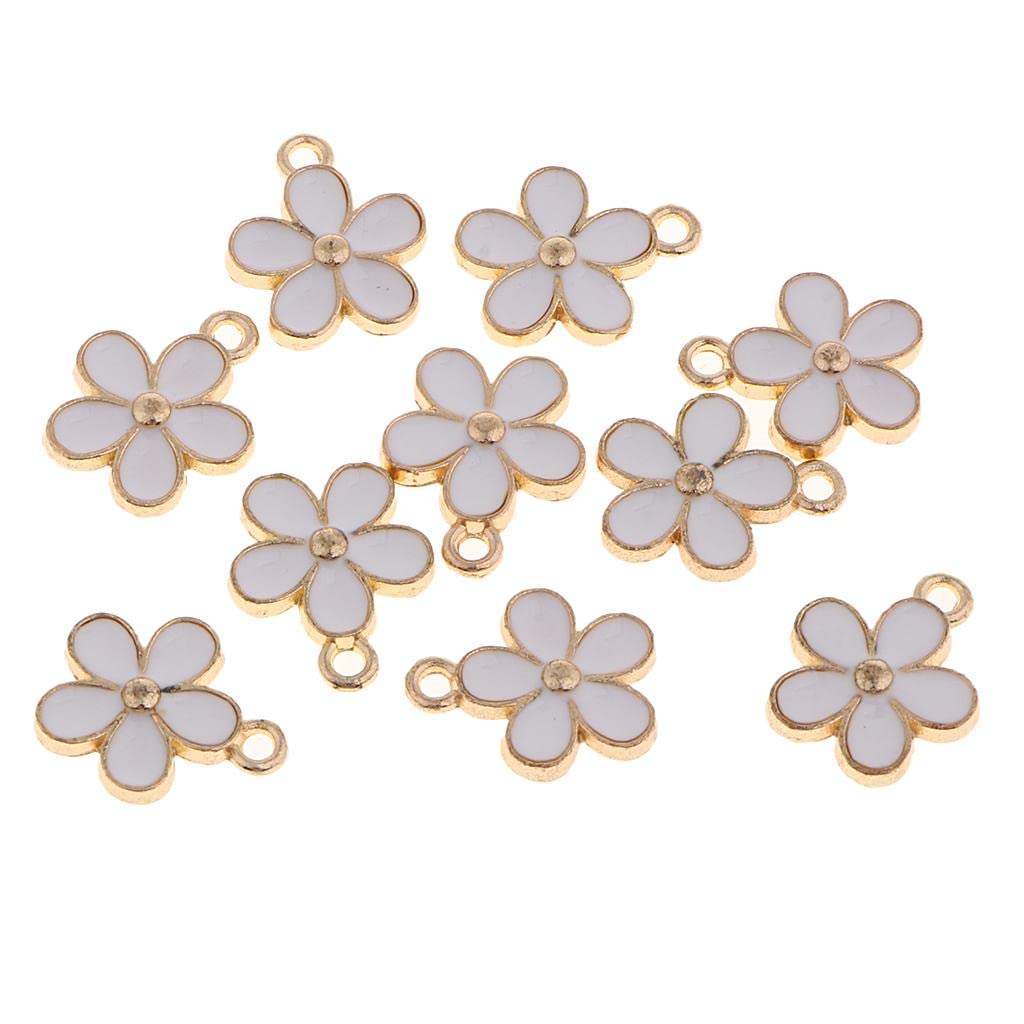 THE STYLE SUTRATHE STYLE SUTRA® 10Pcs Enamel Flower Charms Pendants for Jewelry Making Bracelets DIY White | 10 Pieces Flower Charms