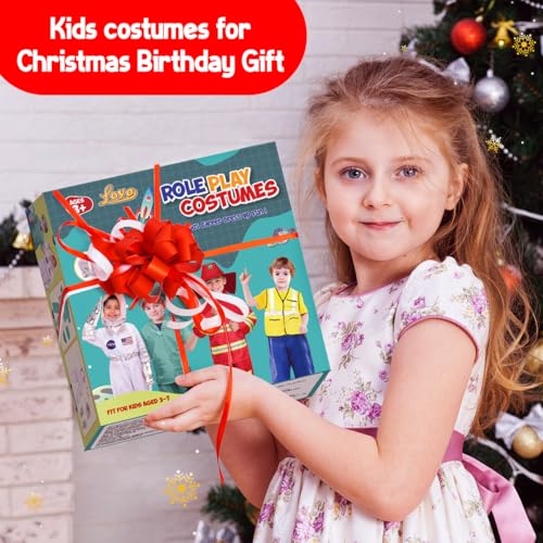 LOYO Kids Role Play Dress Up Clothes for 3-8 Years Old Play, 4 Sets Astronaut/Doctor/Fireman/Construction Costume for Kids And Toddlers Boys Halloween Costumes2