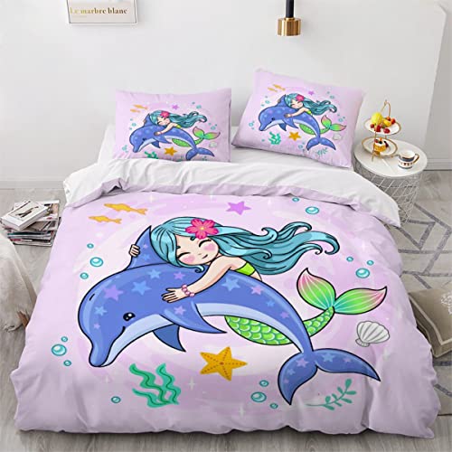 Housse de couette 200x200 sirène en microfibre douce avec 2 taies - 3
