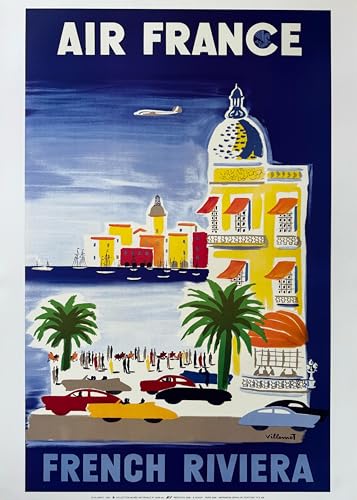 Affiche AIR FRANCE French Riviera B.Villemot 1200Ex 50X70 Cm Poster