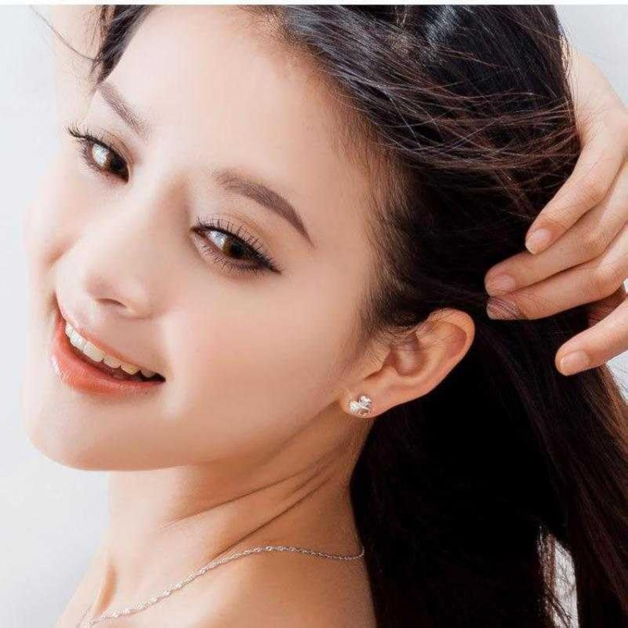 Plated Three Leaf Clover Crystal Stud Earrings