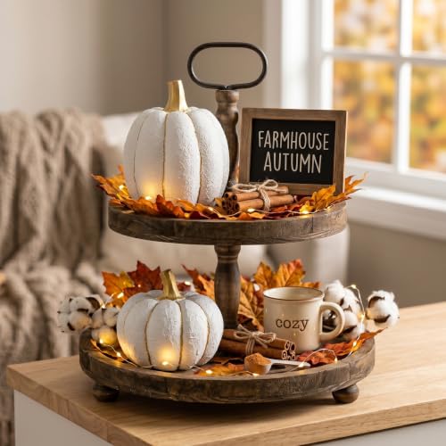 Image of FESTGLOX Fall Pumpkin Decor, 2Pcs Resin Pumpkins for Decorating