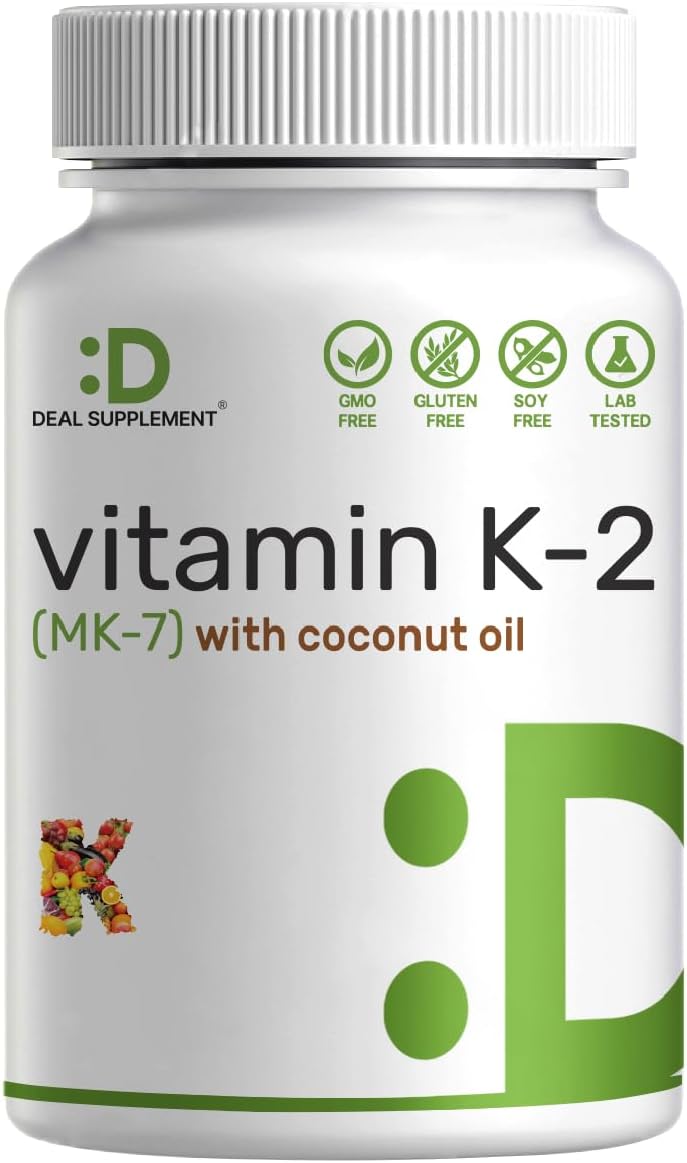 Vitamin K2 MK-7 200mcg Per Serving, 240 Coconut Oil Softgels | Easily Absorbed Menaquinone-7 Form | Bone, Joint, & Immune Support – Non-GMO