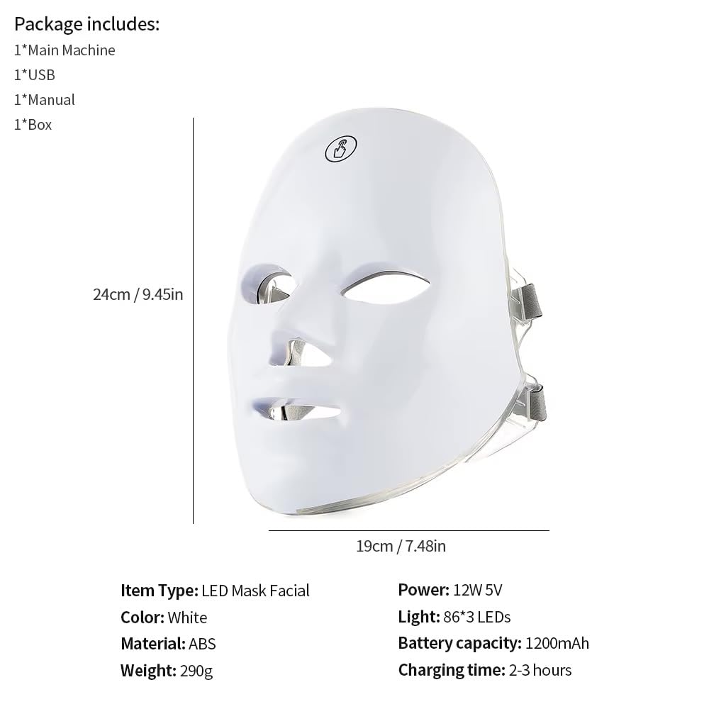 Maschera led viso - Maschera Led per Viso e Collo,Led Mask ha Effetti Di Ringiovanimento Della Pelle, Antietà e Antirughe per Tutti i Tipi di Pelle