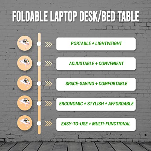 Lap Desk Fancy Taped Edge Foldable Laptop Floor Table, Drawing Desk, Portable Laptop Bed Tray Folding Dormitory Notebook Stand Reading Holder Serving Bed Tray With Tablet Slots For Bed/Couch #TOP5