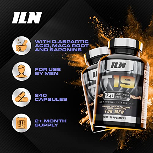 T19 for Men Aged 40+ - with D-Aspartic Acid, Fenugreek and Maca - Natural Vitamin Booster for Men - Nutrient Booster (240 Vegetarian Capsules - 2 Pack) - Image 4