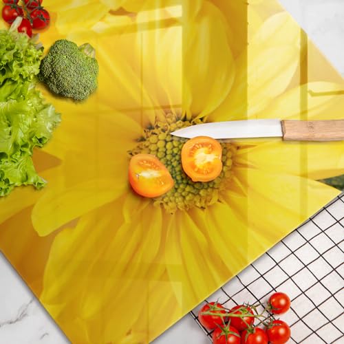 Planche à découper 80x52cm Wallfluent résistante à la cuisson avec décor pétales de fleurs