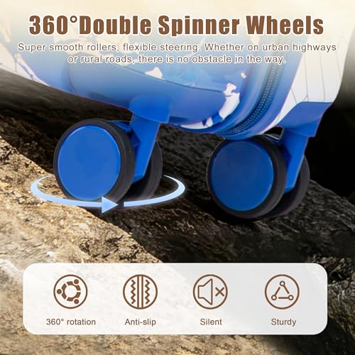 Image of Hardshell Luggage Sets, Lightweight Stripes Suitcases with Spinner Wheels, Blue-PC