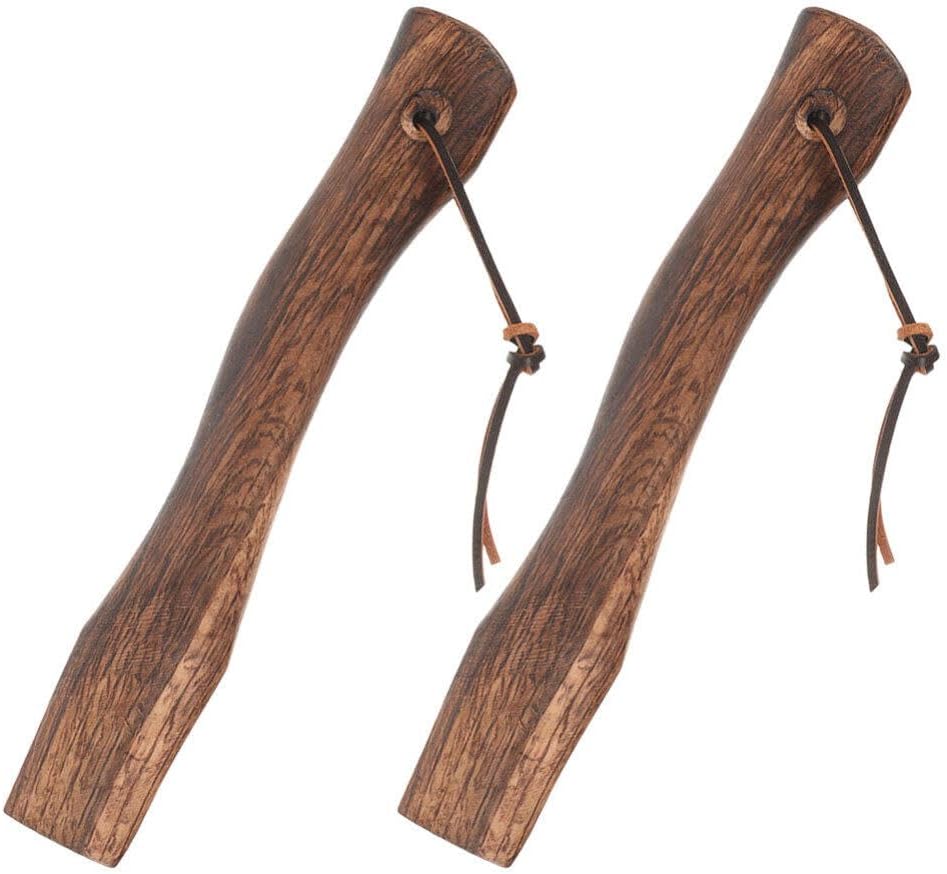 Sosoport Axes Wood Replacement Handle, 2pcs 26cm Hatchet Handle Grip, Straight Long Curved Handle for Camping Part Accessories