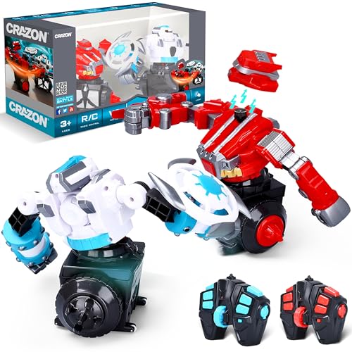 Top Race Remote Control Fighting Toy – 2-Pack Red & Blue RC Robots with Lights, Sounds & 360° Rotation – Interactive Intelligent Playset for Kids – Fun Remote-Controlled Battle Action