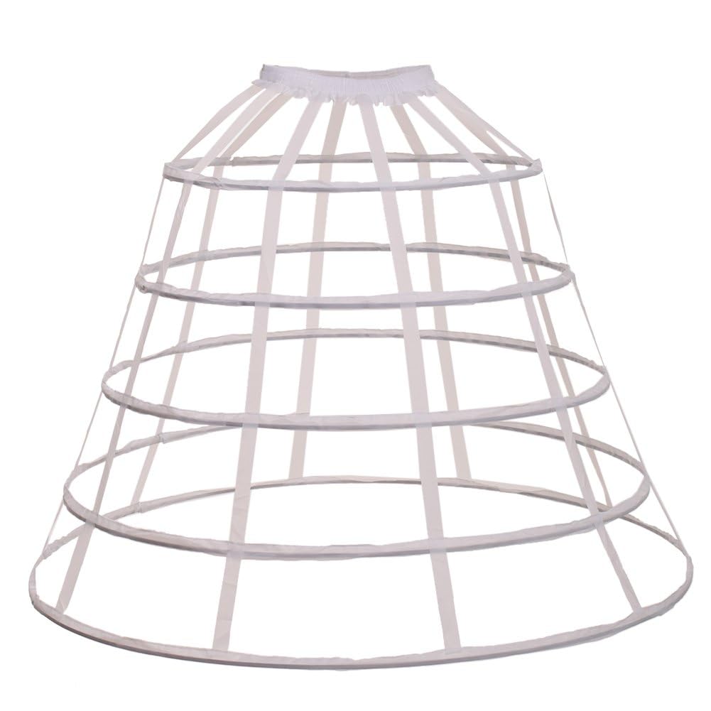GRACEART 5 Hoops Skirt Petticoat Pannier Cage Skirt Bridal Slips White