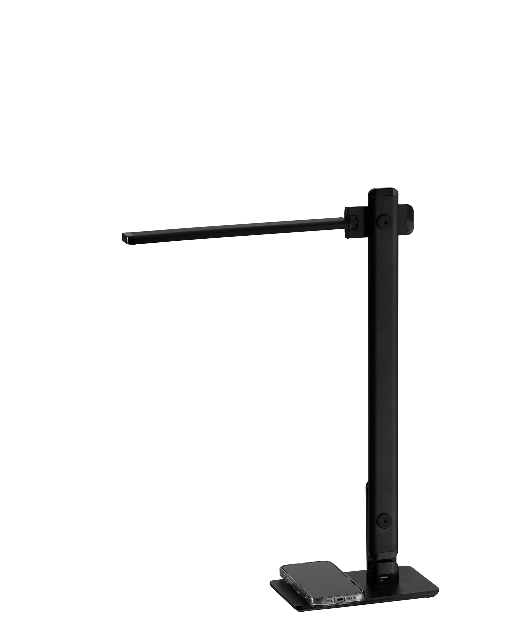 ALCO-Albert - lampa biurkowa LED z funkcją ładowania, czarna | Lampa stołowa z regulacją jasności, 3 stopniami jasności, złączem USB i funkcją indukcyjnego ładowania smartfonów