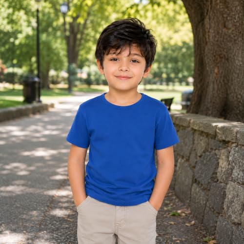 Image of Kids Round Neck Boys Tshirt | Short Sleeves | Natural Organic 100% Cotton Soft Comfortable Fabric | School Plain Color Original Branded Half Sleeve | T-Shirt for Boy Kid | Sleepwear Everyday Casual