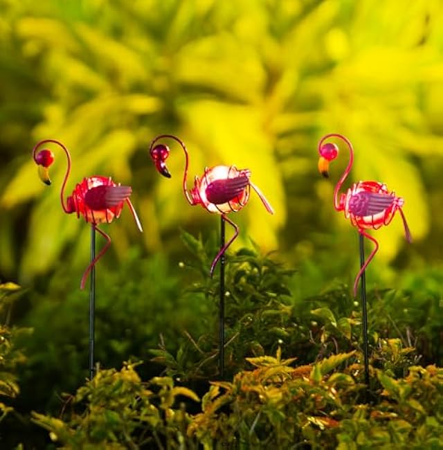 Stargarden 3 Pack Garden Solar Lights, Flamingo Solar Figurine Lights, Decorative Garden Stakes Waterproof Yard Decorations Outdoor for Pathway, Patio