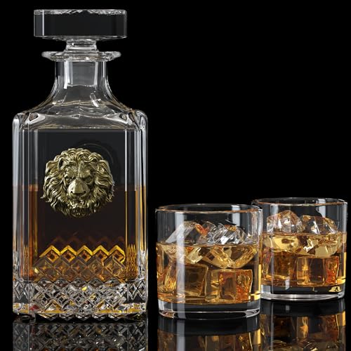P&Y Whiskey Decanter Sets For Men,25 Oz Whisky Decanter With 2 Glasses,Unique Lion Head Design,Christmas Birthday Anniversary Wedding Whiskey Gifts For Men Boss Dad Coworkers Fathers' Day thumb #5