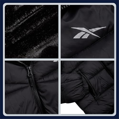 Image of Reebok Girls Winter Coat - Heavyweight Quilted Sherpa Lined Parka Puffer Jacket - Warm Winter Jackets for Girls