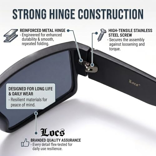 Image of Locs Mens Flat Top Gangster Sunglasses Black Silver Frame 91026
