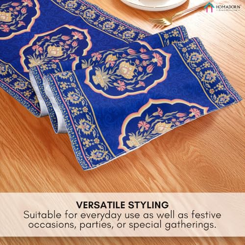Image of HOMADORN Premium Digital Printed Table Runner - Double Layered Durable Fabric, Elegant Dining & Coffee Table Decoration, Fade-Resistant Prints, Easy Care (13X60 Inches (4 Seater), Heritage Blossom)