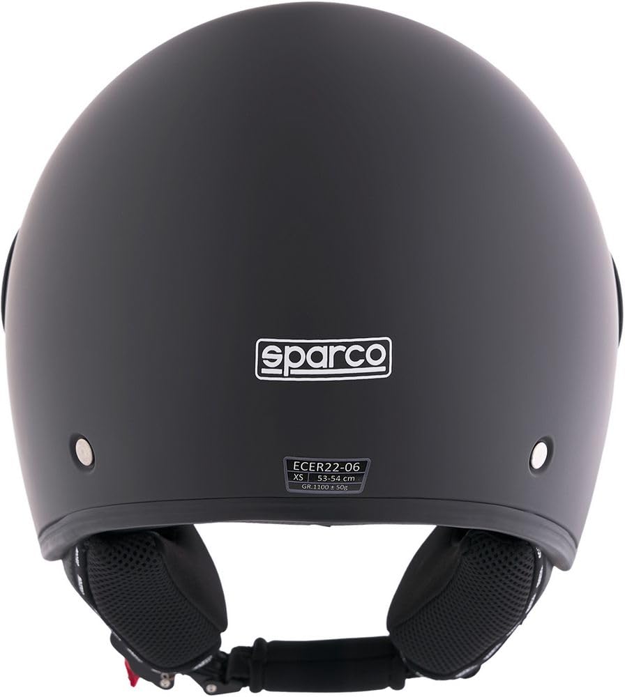 Sparco Riders Kask Demi-Jet z daszkiem SP602, lekki i kompaktowy kask skuterowy, certyfikat ECE 22.06, kask motocyklowy w stylu wyścigowym