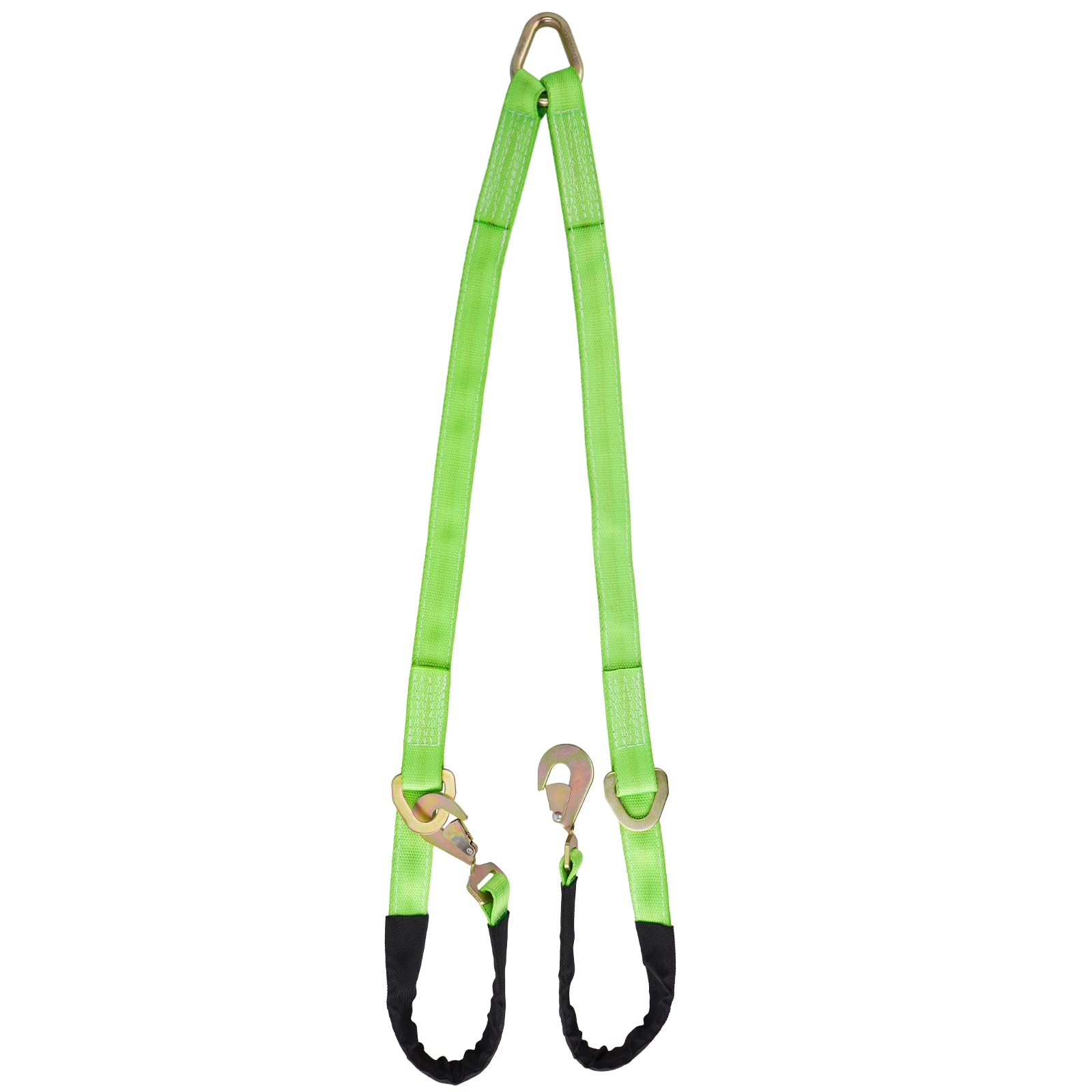 V-Bridle Strap 2" x 6' w/Snap Hooks w/Cordura Sleeve and Axle Strap, 5/8" D Ring Middle, 4700 lbs Capacity Heavy-Duty Tow Straps for UTV ATV Truck Car Tractor SUV