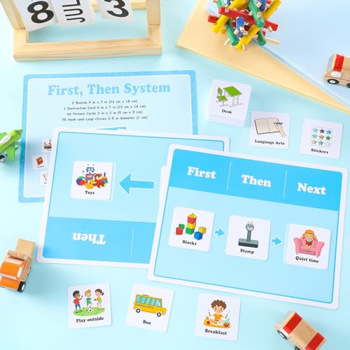 Ireer 1 Set First Then Visual Schedule for Kids 66 Communication Cards Autism Learning Materials for Special Education Classroom or at Home Kids Activity - Image 3