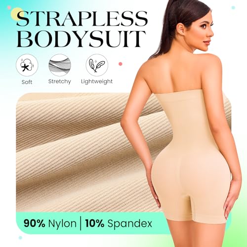 Anygirl Strapless Shapewear Bodysuit Tummy Control Full Body Shapewear Seamless Sculpting Body Shaper Jumpsuit Tops2