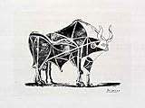 XNHXPH Pablo Picasso Poster und Drucke The Bull Lithographie Skizze Abstrakte Leinwand Malerei Vintage Wandkunst für Wohnzimmer Dekor Bilder 50x70cmx1 Kein Rahmen