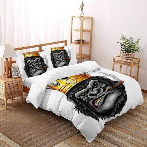 Housse de couette singe 200x200 anti-plis pour lit double ado - 2