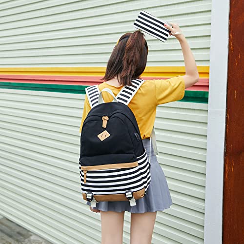 Sqodok Backpack For Teen Girls, Cute Casual Backpack With Usb Charging Port, Lightweight Bookbag 15.6'' Laptop Backpack For Middle School High School, Travel Back Pack With Pencil Case, Black #TOP1