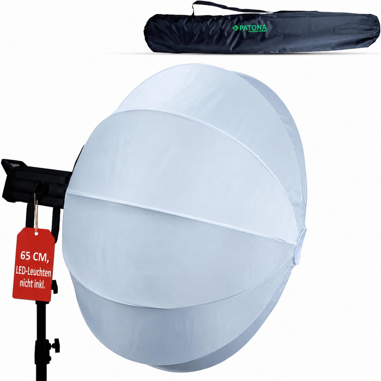 PATONA Wysokiej jakości softbox 65 cm | okrągły softbox z przyłączem Bowens i torbą do przenoszenia | szybki montaż do fotografii, wideografii, portretów, fotografii produktów i studyjnych