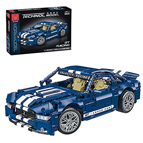 MORK 023021-1 Blau weißer GT Baustein Sportwagen, 1428 teiliger Technologie Serie 1:14 Modellbausatz, kompatibel mit…