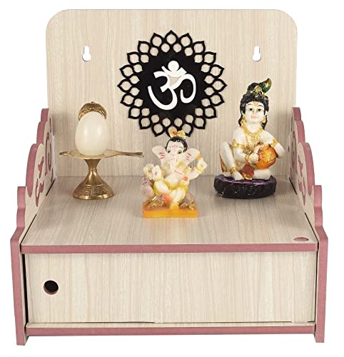 Comert Enterprise Handmade Beautiful Wooden Temple/ Home Temple/Puja Mandir/Wall Hanging and Table Top Home Mandir Temple /Home Art & Craft Engineered Wood Home Wall Temple (White)