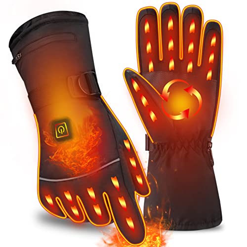 Heated Gloves for Men Women, Upgrade Waterproof Winter Gloves Electric Heating Gloves Warm Thermal Touchscreen Cold Weather Gloves Hand Warmers Arthritis Gloves for Motorcycle Ski Cycling Running Snow