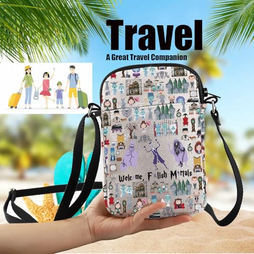 PXTIDY Halloween Haunted Horror Mansion Roles Crossbody Bag Welcome Mortals Foolish Crossbody Purse Ghosts Inspired Gifts 5