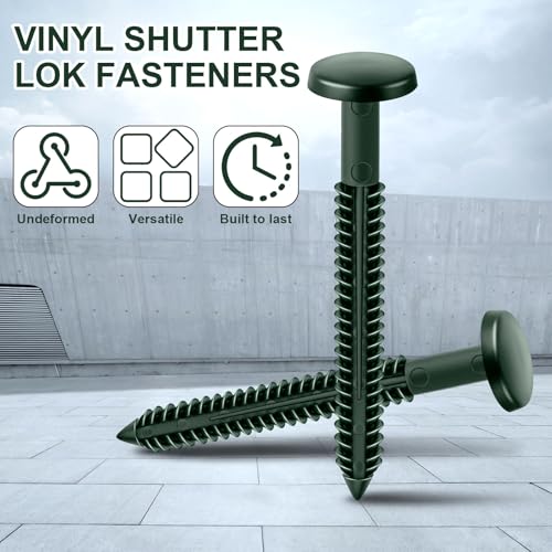 Image of Blulu 36 Pcs 3 Inch Vinyl Shutter Fastener Window Panel Peg Lok Pin Pegs Screws Shutter Spikes Anchor (Midnight Green)