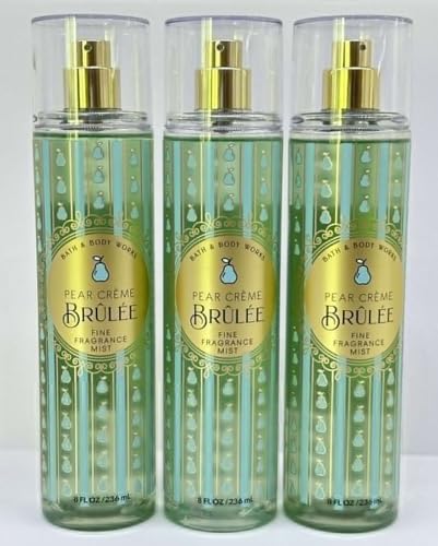 3 PEAR CREME BRULEE Fine Fragrance Mist Bath Body Spray 8 oz