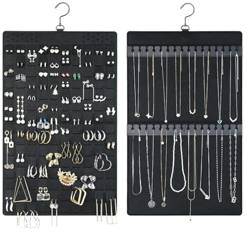 ネックレスホルダー アクセサリー収納 吊り下げ式 大容量 フェルト製 ウォールポケット ディスプレイ
