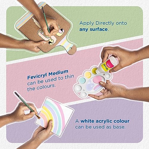 Fevicryl Multi Surface Pastel Acrylic Colours Kit 6 Shades X 15Ml | Ideal For Wood, Glass, Canvas, Metal, Plastic, Mould It | For Hobbyists, Artists, Diy Art And Craft (Image - 6)