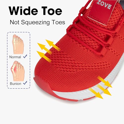 Image of ZOVE Wide Toe Box Shoes Women Extra Wide Width Sneakers Ultra Light Road Running Shoes Non-Slip Tennis Sneakers Breathable Walking Athletic