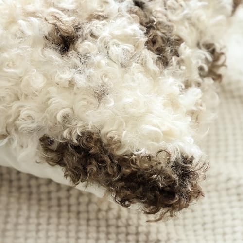 Sungeek 1 Stück Kunstpelz Boucle Plüsch Kissenbezug, Samt Kissenbezüge Sofakissen Dekokissen Deko Zierkissenbezüge Flauschig Kissenhülle für Schlafzimmer Wohnzimmer (45x45cm, Beige Dunkelbraun) – Bild 2