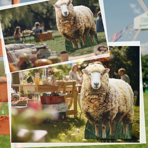 Image of 4 ft Sheep Cardboard Cutout Stand-up Lifesize Religious Sheep Backdrop Photo Props for Farm Theme Birthday Party Easter Nativity Scene Bible School Birthday Party Decorations