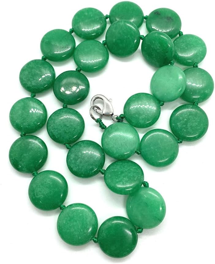 Handmade Beaded Necklace for Women and Girls | 16mm Round Disc Shape Beads Natural Gemstones Healing Crystal Jewellery Necklace