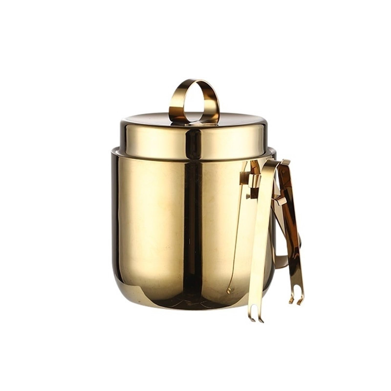 Cubitera de acero inoxidable de doble capa con tapa y pinzas para fiestas, bares, champán, cerveza, vino, perfecto para entretenimiento y eventos al aire libre
