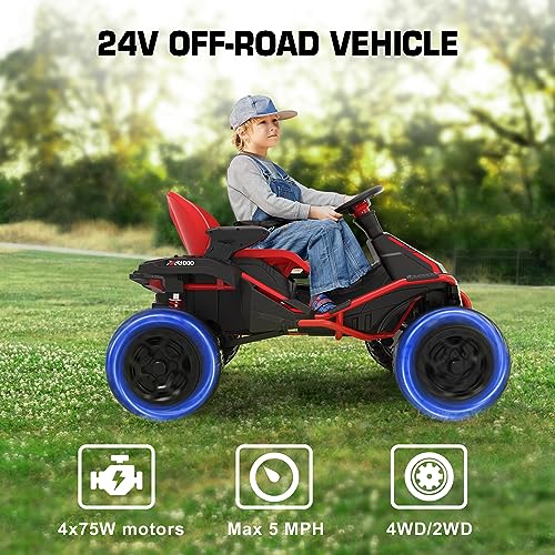 Anpabo 24V 4X4 Ride On Toy For Big Kids, 4X75W 5Mph Ride On Car W/Parent Remote, Wide Adjustable Seat, Headlights, Metal Frame, 4 Shock Absorbers, Electric Cars thumb #1