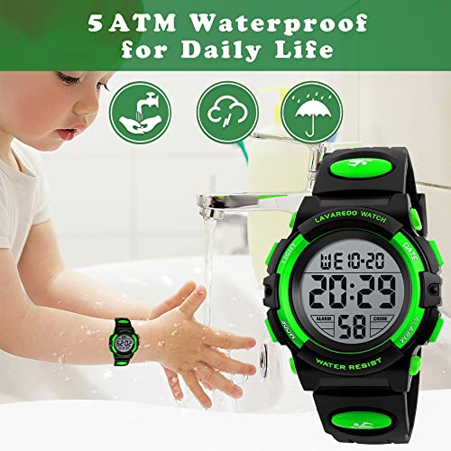 Image of Kids Watch,Boys Watch for 3-15 Year Old Boys,Digital Sport Outdoor Multifunctional Chronograph LED 50 M Waterproof Alarm Calendar Analog Watch for Children with Silicone Band,Kids Gift
