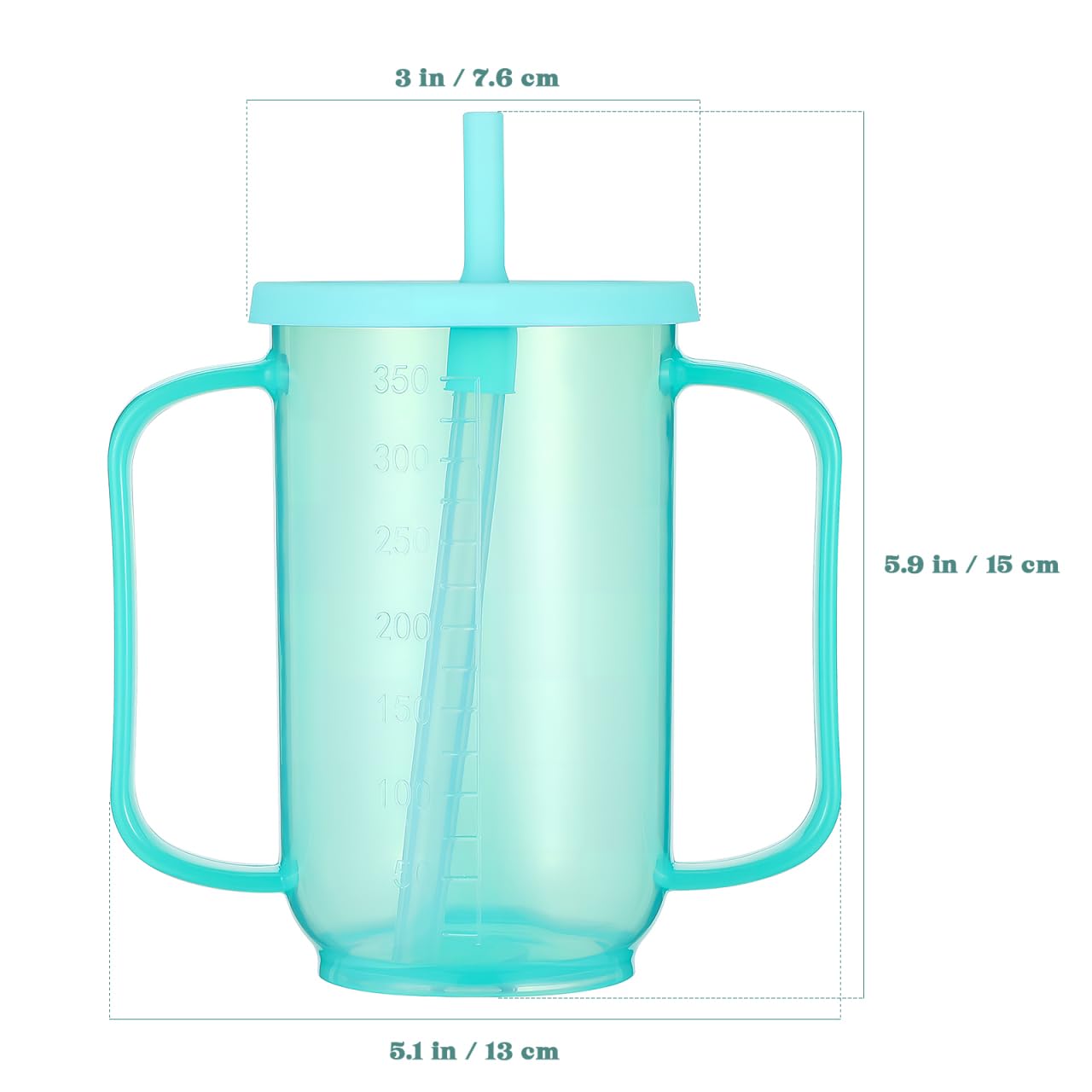 Baluue Tazza con becco per anziani, a prova di perdite, con manici, in silicone, per alimenti, a prova di perdite, con coperchio e 350 ml