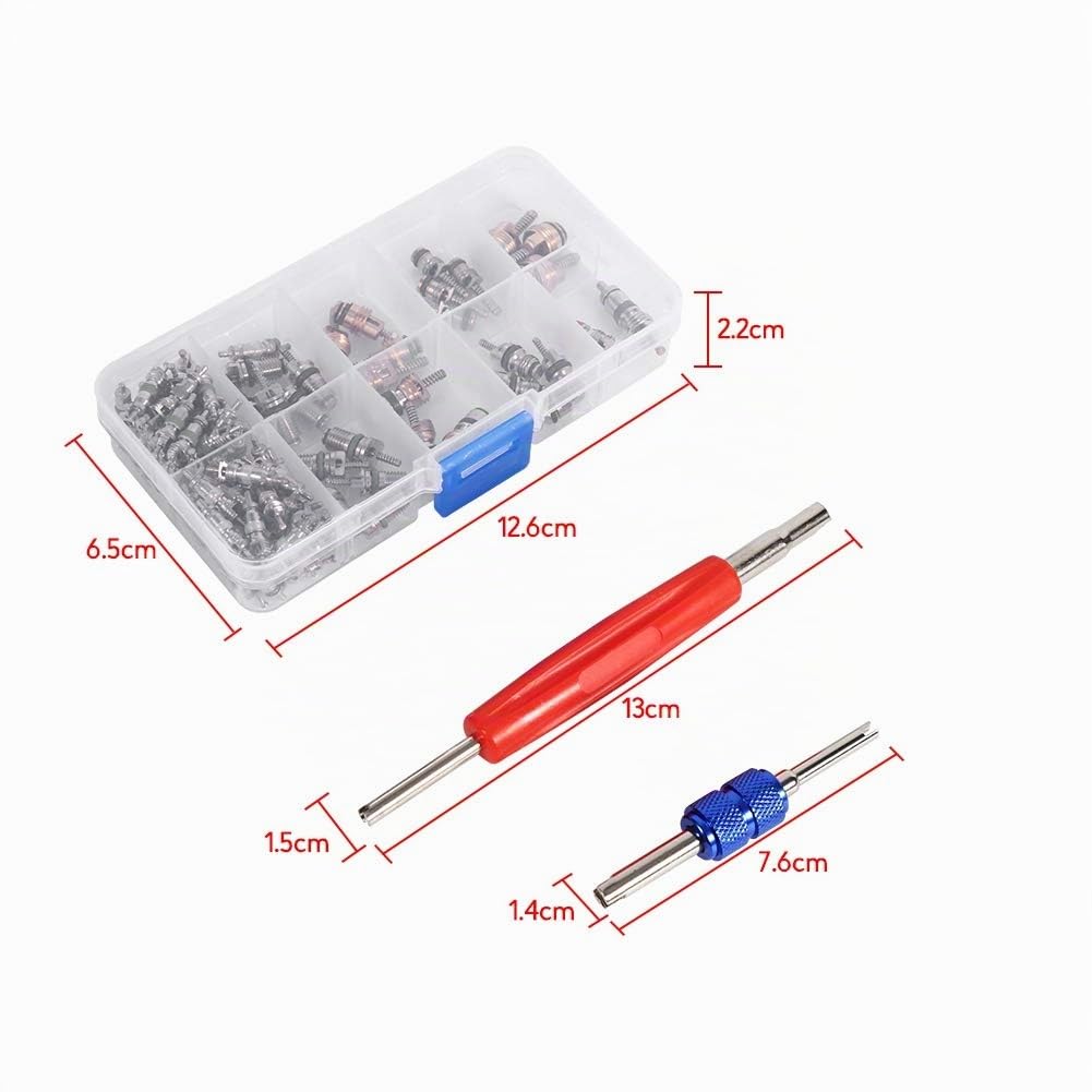 Obus Aire Acondicionado, 102Pcs A/C Válvula Núcleo R12 R134A, Kit Sello Núcleo Válvula Aire Acondicionado Automóvil, para Coche