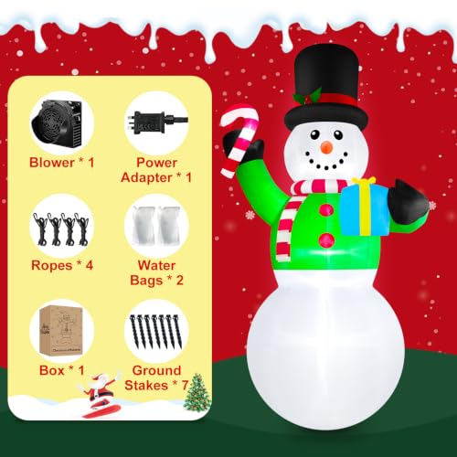 Danxilu 12FT Large Christmas Inflatables Snowman with Candy Cane & Gift Box — photo 5
