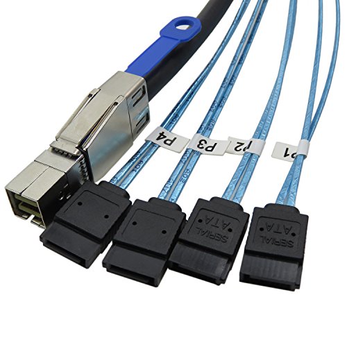 CableDeconn External Mini SAS HD SFF-8644 to 4 Port SATA Cable (1 Meter/3.3 feet)