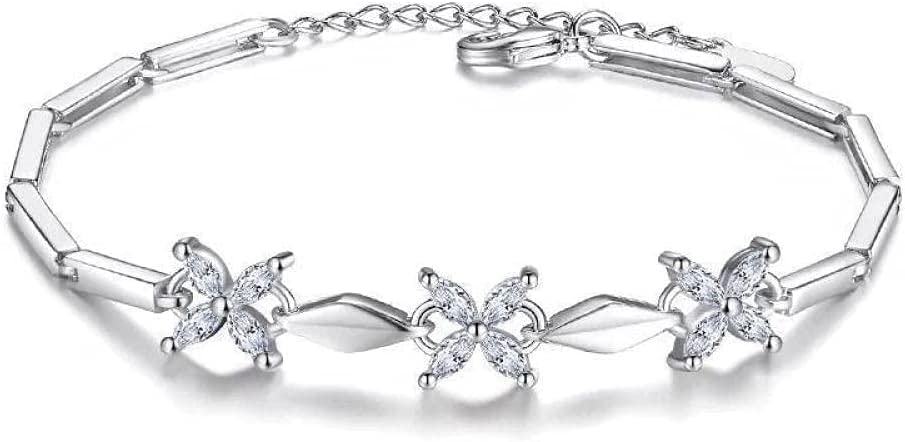 Bracelet en argent sterling 925 avec cristaux scintillants pour femme